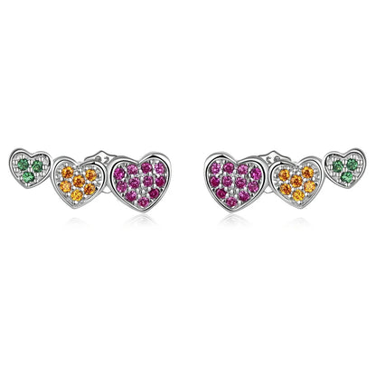 WOSTU boucles d'oreilles cœur fleur 100% argent Sterling 925 perle petites boucles d'oreilles pour femmes mariage fiançailles bijoux cadeaux