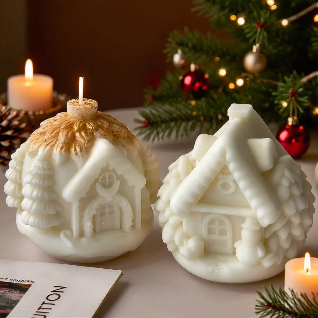 Moule en Silicone pour bougie de maison de noël, moules en résine, moule en béton