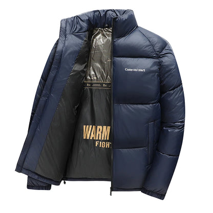2025 nouvelle veste d'hiver hommes épaissir Parka décontractée coupe ajustée vêtements d'extérieur imperméable chaud couleur unie vêtements d'extérieur col montant manteau