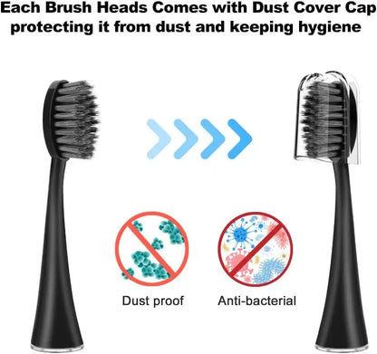 Têtes de brosse de rechange pour brosse à dents électrique sonique originale Burst Pro, recharge de poils de charbon de bois souple avec capuchon anti-poussière, 10 pièces
