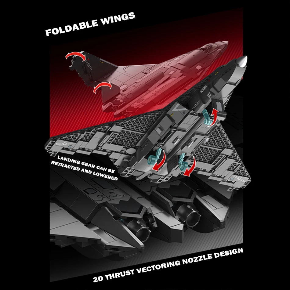 MOC – blocs de construction de modèle d'avion furtif militaire technique J-50, blocs de construction à base de transporteur, briques à Jet de chasse, jouets pour enfants et adultes, cadeau