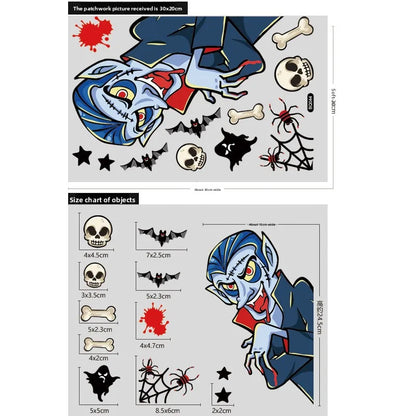 Autocollants de fenêtre électrostatiques pour vitrine en verre d'halloween, décoration de scène fantôme Zombies citrouille araignées, décoration de fête d'halloween