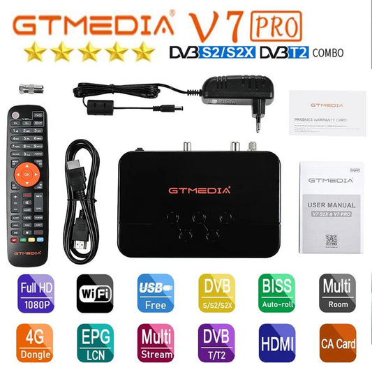 [Genuine] Best Classic Version GTMEDIA V7 Pro DVB-S2 S2X T2 FHD Satellite TV Decoder Receiver Upgrade CA Card Slot USB WiFi