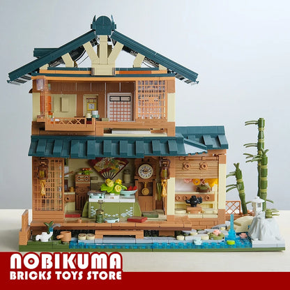 Décennie s de construction de cabane en rondins de style japonais, jouets de ville, maison de source chaude, briques MOC, scène d'anime, modèle PRModel, cadeaux d'anniversaire pour adultes et enfants