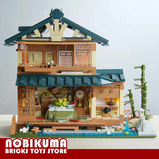 Décennie s de construction de cabane en rondins de style japonais, jouets de ville, maison de source chaude, briques MOC, scène d'anime, modèle PRModel, cadeaux d'anniversaire pour adultes et enfants