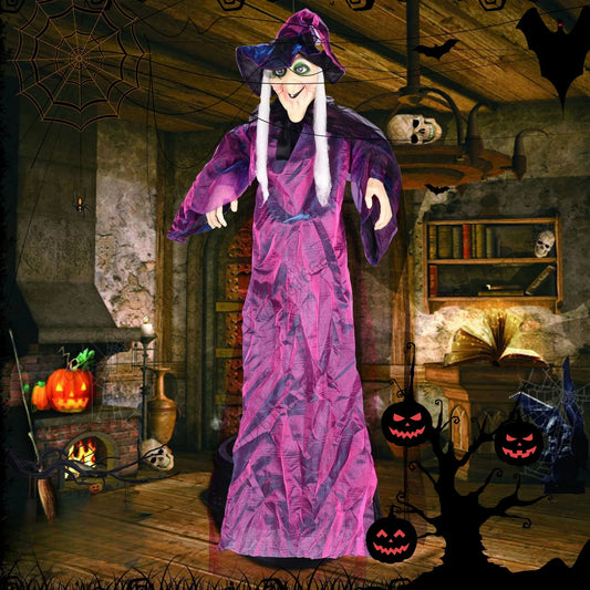 Sorcière lumineuse activée par le son d'halloween, fantôme suspendu, accessoires effrayants pour maison hantée, Bar, salle secrète, cour extérieure, fête dans le jardin