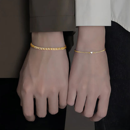 Ensemble de 2 pièces de Bracelets de Couple en acier inoxydable pour femmes et hommes