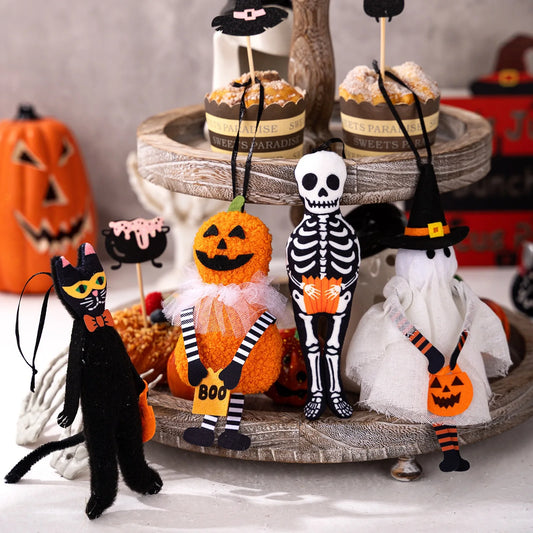 Pendentif décoratif suspendu pour Halloween, citrouille, chat noir, fantôme, crâne, ornement pour fête, jour des morts, décoration d'halloween pour la maison