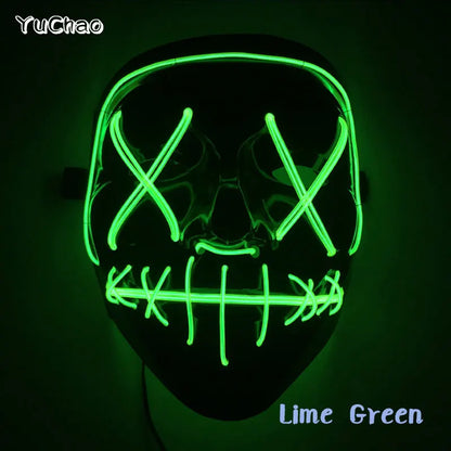 Masque de Purge d'Horreur Brcorporelle à LED, Complet au Néon, pour Cosplay, Fournitures de ixde Bar, Thème du Film d'Halloween