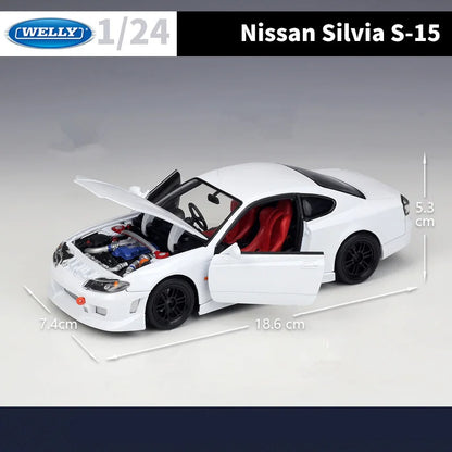 Welly 1/24 Nissan Silvia S15 modèle de voiture de sport en alliage moulé sous pression modèle de voiture de course en métal haute Simulation Collection jouet pour enfants cadeau