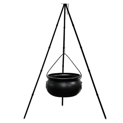 Grand chaudron de sorcière sur trépied, décor d'extérieur pour Halloween, seau à bonbons avec lumières, décor de fête de carnaval d'horreur de feu de joie d'halloween
