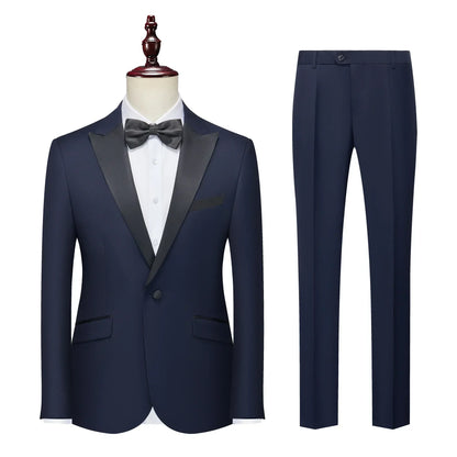 Ensemble 3 pièces pour hommes pour mariage, blazers élégants, col nœud, veste de luxe, pantalon, manteau formel, robe moulante, haute qualité