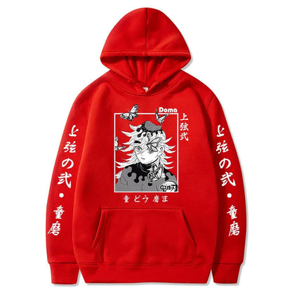 Sweat à capuche pour hommes et femmes, imprimé graphique Douma, décontracté, ample, Harajuku, unisexe, automne, chaud, tendance, Anime Demon Slayer