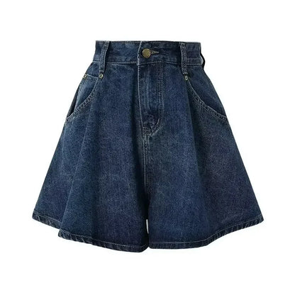 Jean court taille haute à jambes larges pour femmes, pantalon d'été fin, ample, amincissant, ligne a, grande taille, couverture des hanches, Short polyvalent
