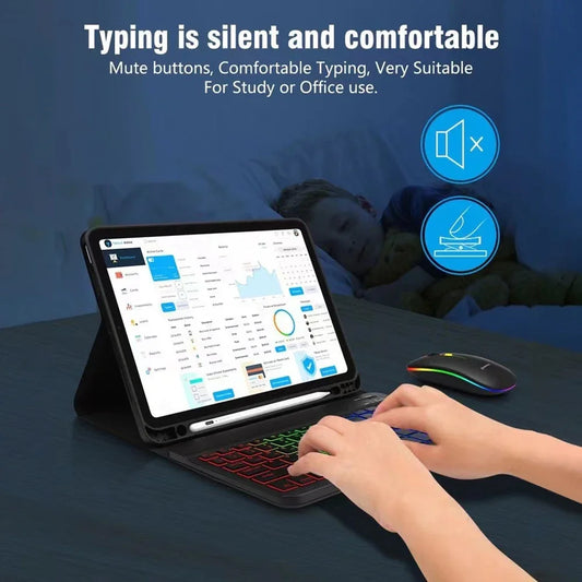 Backlight Bluetooth Keyboard Mouse RGB Wireless Keyboard Backlit English Keyboard Rechargeable for IOS Android Windows iPad
