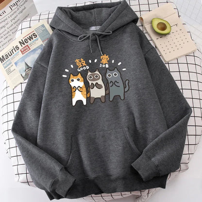 Sweat-shirt à capuche pour hommes, vêtements Wei, confort, vigueur, loisirs, sport, vêtements polyvalents pour jeunes, trois chats applaudissements et applaudissements