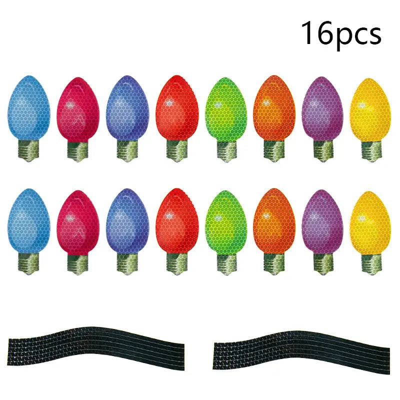 Décoration de réfrigérateur de voiture de noël, ampoule réfléchissante, aimants en forme de lumière, autocollants, fils magnétiques, ensemble d'ornements, décoration de maison de noël