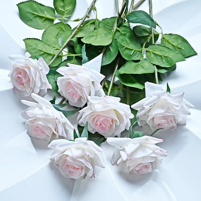 7 pièces vraie touche Rose branche tige Latex Rose main sensation feutre Simulation décorative artificielle Silicone Rose fleurs maison mariage