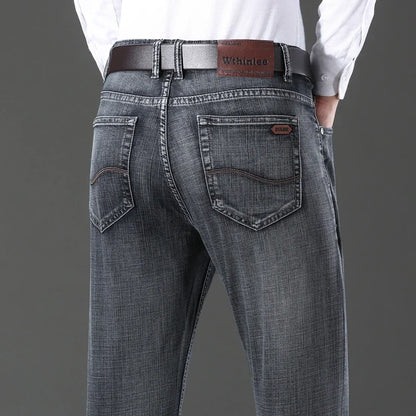 Jeans classiques gris noir pour hommes, jeans de travail, style décontracté, droits, à la mode, 2024