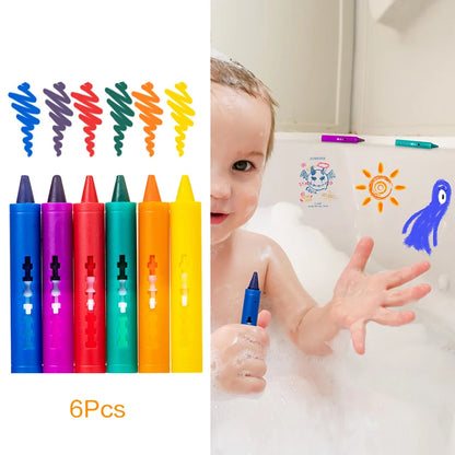Crayons de bain lavables, 6 pièces, dessin coloré dans la baignoire, faciles à nettoyer, jouet artistique amusant pour enfants, Graffiti, Crayon de salle de bain
