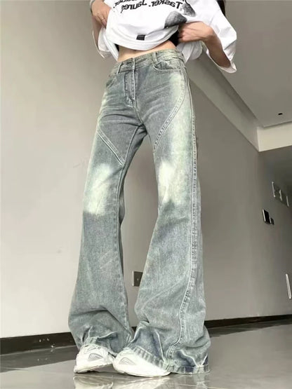 Automne printemps Bootcut jean femmes Denim pantalon Vintage pantalon droit mode femme décontracté jean évasé pantalon à jambes larges