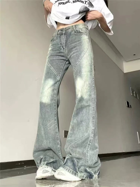 Automne printemps Bootcut jean femmes Denim pantalon Vintage pantalon droit mode femme décontracté jean évasé pantalon à jambes larges