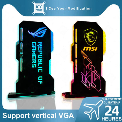 Support MSI VGA ARGB, Support GPU Vertical personnalisable, Support de carte vidéo PC ROG, châssis refroidisseur d'eau, MOD personnalisé 5V 3 broches AURA
