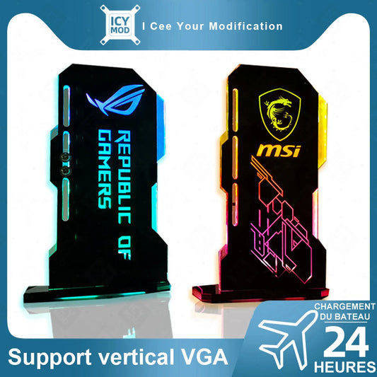 Support MSI VGA ARGB, Support GPU Vertical personnalisable, Support de carte vidéo PC ROG, châssis refroidisseur d'eau, MOD personnalisé 5V 3 broches AURA