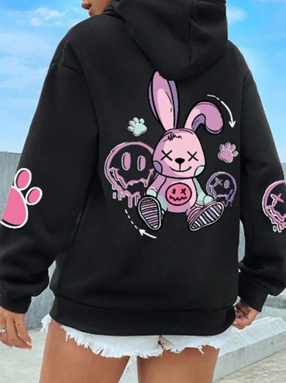 Sweats à capuche surdimensionnés College pour femmes, Hip Hop, Streetwear décontracté, Sweat à capuche Smile, Nouveau, PVD, Automne, Hiver