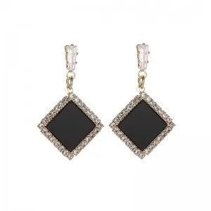 Boucles d'oreilles rondes en argent S925, strass assortis avec tout, simples, goutte d'eau noire,