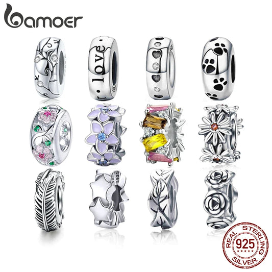 BAMOER authentique 925 en argent Sterling chien empreinte animale chat coeur amour entretoise breloque idéal pour Bracelet l SCC594