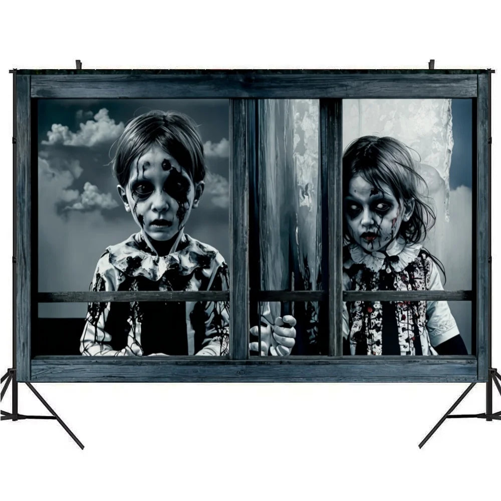 Bannière de Décoration de Fenêtre d'Halloween pour Fille et Garçon, Accessoires de Photographie, Horreur, Effrayant, Terreur, Fantôme, Marié, Mariée
