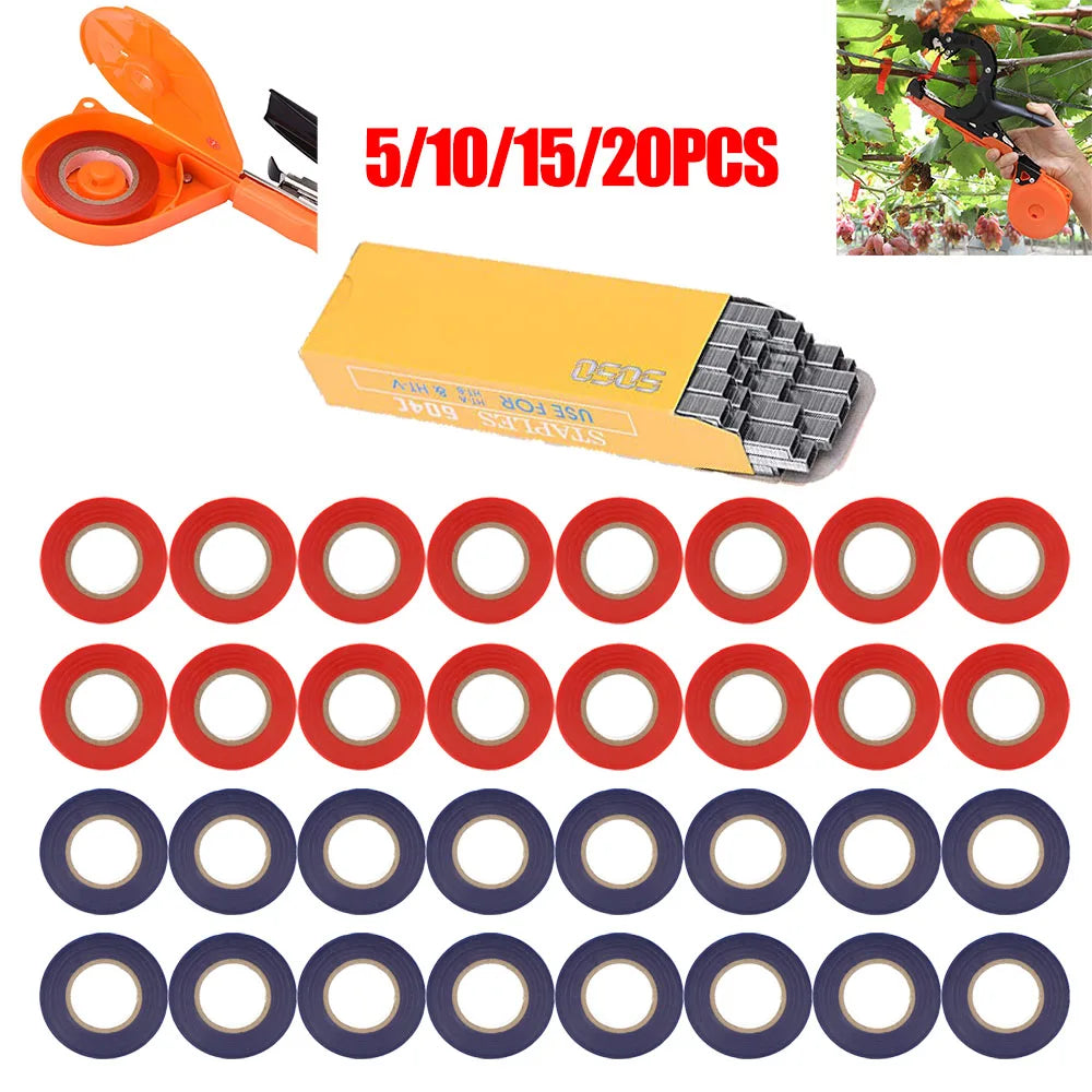 SI FANG – ruban d'attache de branches de plantes, avec boîte à agrafes, ceinture de liaison d'arbre, outil de jardinage, attaches de plantes, Tapetool Tapener pour la maison et le jardin