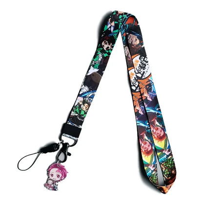 Lanière Demon Slayer Kimetsu No Yaiba, corde de téléphone, Badge d'identification, support Kamado Tanjirou, sangles de cou, porte-clés Lariat pour fille et garçon