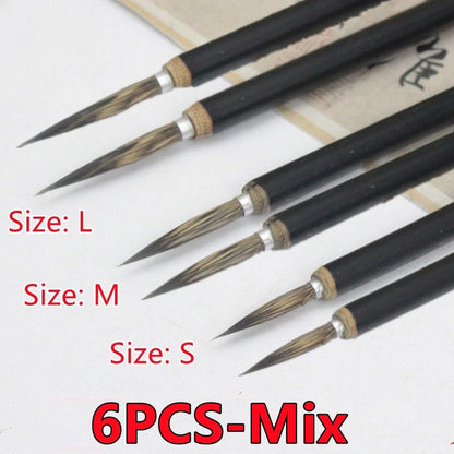 Nouveau 6/3/1PC pinceau de calligraphie chinoise céramique crochet ligne pinceau à peinture Fine stylo belette souris moustaches pierre blaireau cheveux pinceau