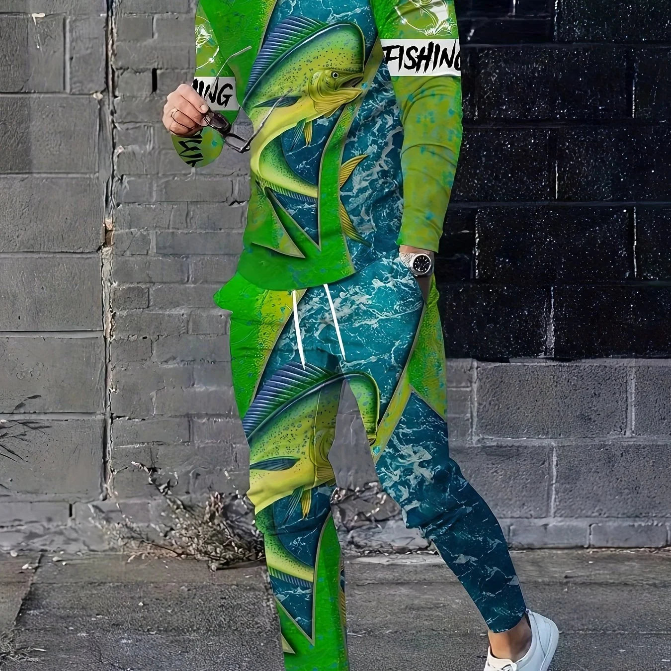 Ensemble de vêtements de sport à manches longues pour hommes, t-shirt de pêche à la carpe, pantalons de survêtement respirants, vêtements de sport trempés, mode cool, automne, fjSet, 2 pièces