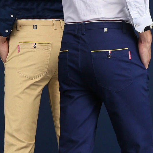Pantalon droit en coton élastique pour hommes, coupe couvertes, style classique, surintendant de bureau, affaires, décontracté, solide, vêtements pour hommes, nouveau, 2024