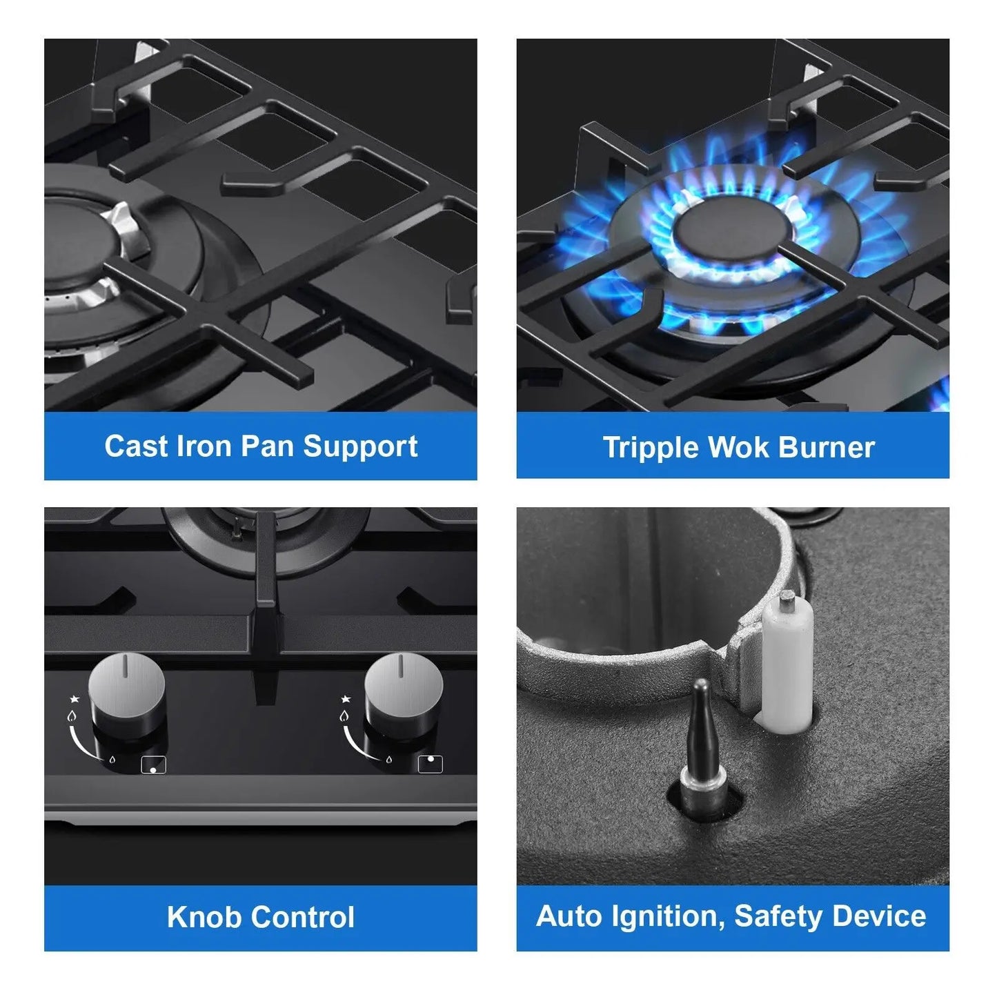 Topbathing 2 Brûleurs 30cm Cuisine Built in Guatemala Verre NG/GPL touristes Fuel Gas Hob UKGCT-B02