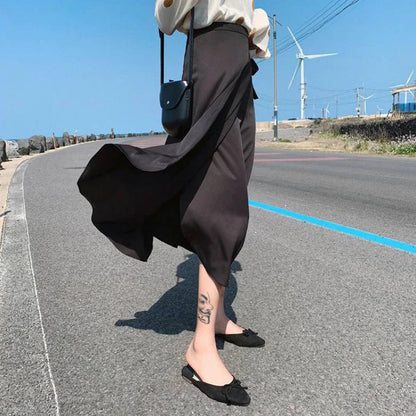 Printemps été automne plage jupe femmes 9 couleurs taille haute côté cravate décontracté jupe portefeuille femme solide élégant Midi jupe vêtements