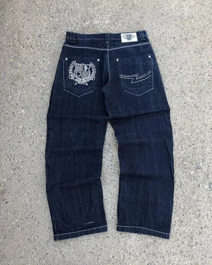 SouthPole Wash jean hommes américain gothique Hip Hop rétro lettre graphique jambe droite pantalon Harajuku mode ample Couple pantalon large