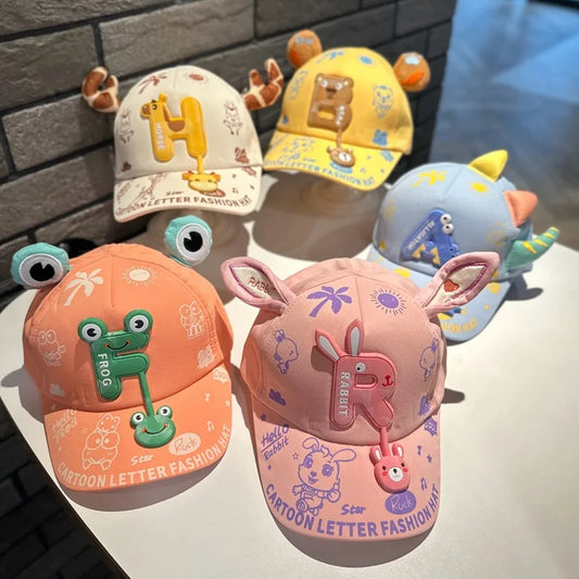 Casquette de Baseball pour bébé, Animal de dessin animé, couleur bonbon, lapin, ours, dinosaure, langue de canard, chapeau d'été réglable en coton pour enfants, chapeaux de soleil