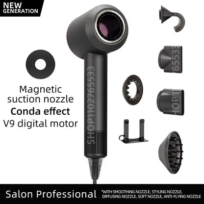 Sèche-cheveux électrique ionique 5 en 1, sèche-cheveux sans lame à grande vitesse, Ion négatif professionnel, 1.8M, Super sans feuilles