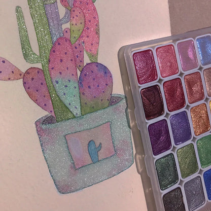 Ensemble d'aquarelle nacré de 20 couleurs, ensemble de peinture aquarelle métallique, scintillant, pour artistes, étudiants, amateurs