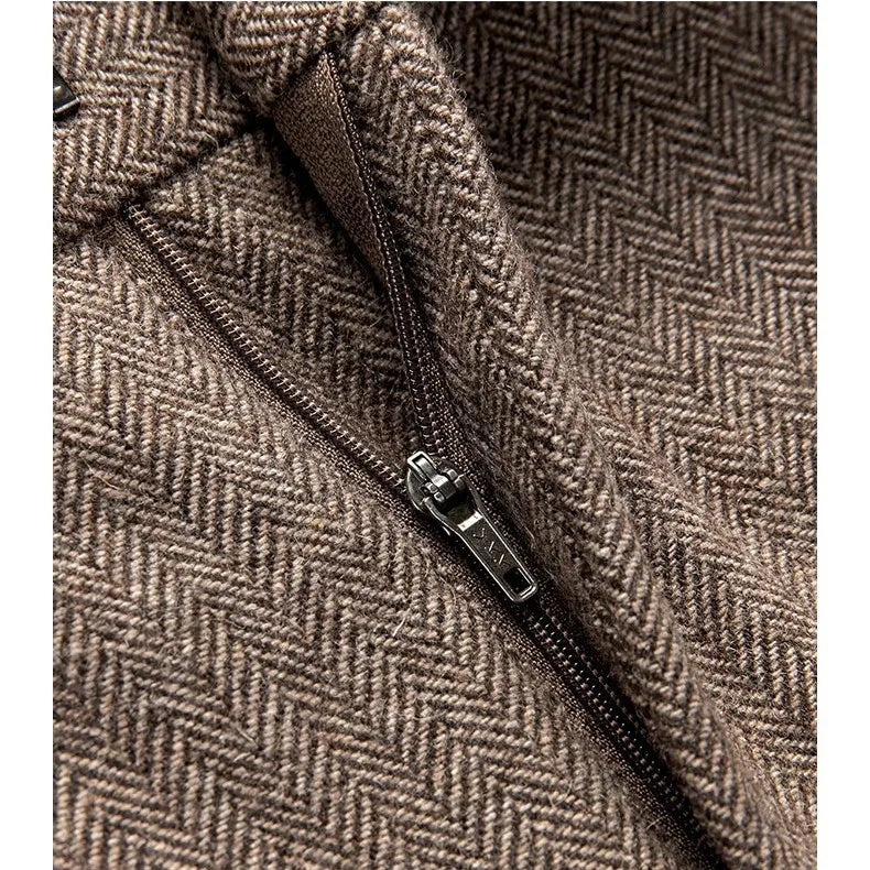 Pantalon Long en Tweed de laine pour homme, vêtement rétro, taille haute, chaud, ample, droit, costume, collection automne-hiver 20224, F319