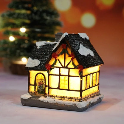 Nouvelles décorations de noël en résine, petite maison, Micro paysage, petits ornements, cadeaux de noël