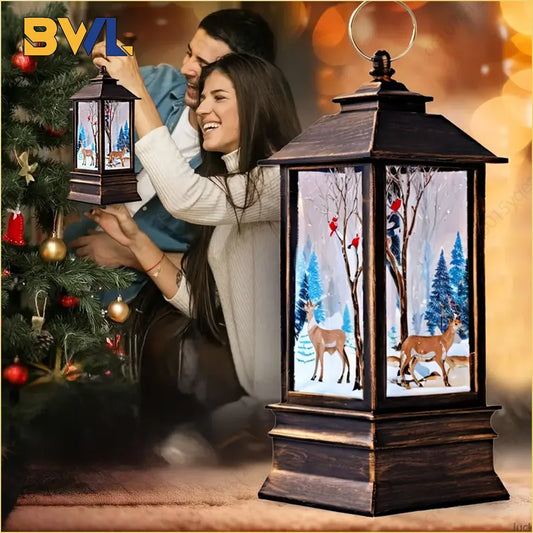 Lanterne de noël père noël, bonhomme de neige, élan, veilleuse, fête de vacances, lampe à vent, ornement de bureau, fournitures de décoration pour la maison