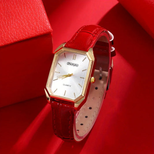 Montre de luxe élégante en cuir Pu pour femmes, montre à Quartz