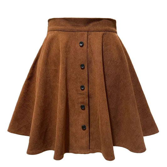 Jupe en velours côtelé pour femmes, mode automne hiver, taille haute, simple boutonnage, Streetwear décontracté, jupes trapèze, 2025