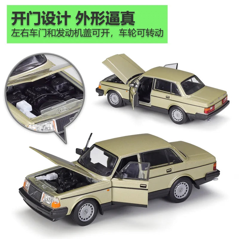 WELLY – modèle de voiture classique en alliage pour enfants, jouet véhicules de Simulation, Collection, cadeaux, VOLVO 240 GL, 1:24