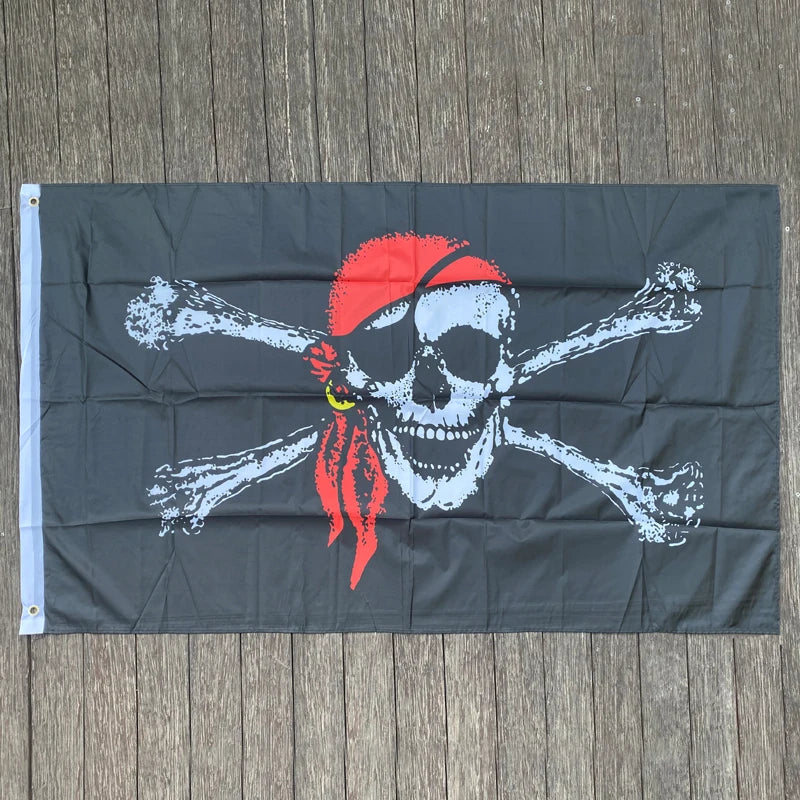 Xvggdg 90*150CM drapeau pirate/drapeau crâne/bannière Halloween/Halloween activités qualité polyester
